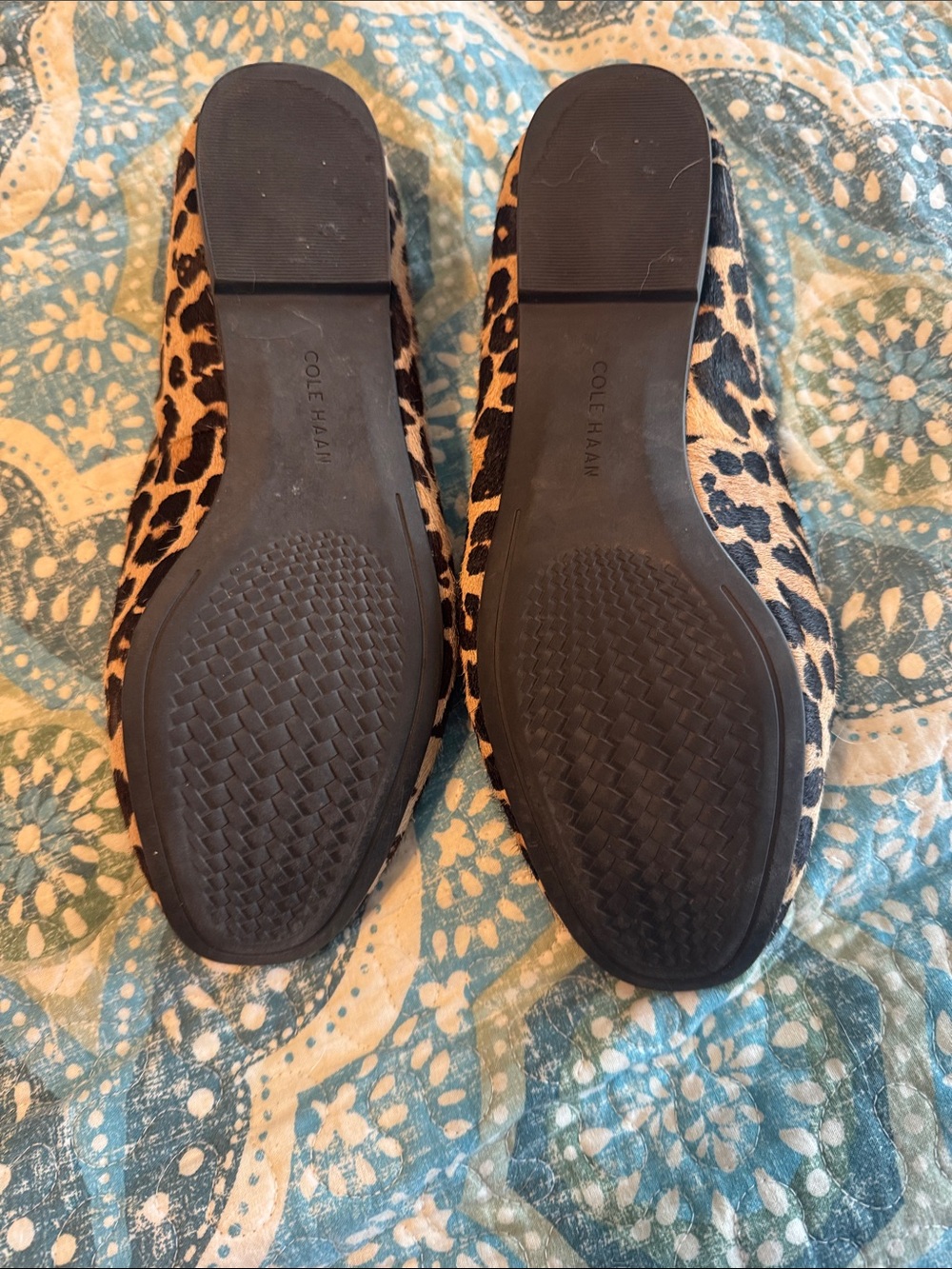 Cole Haan Leopard Print Bow Loafers - Tan/Black - Picture 2 of 2